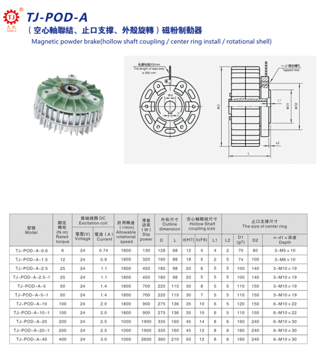 外殼旋轉(zhuǎn)磁粉制動器選型圖 外殼旋轉(zhuǎn)磁粉制動器選型圖